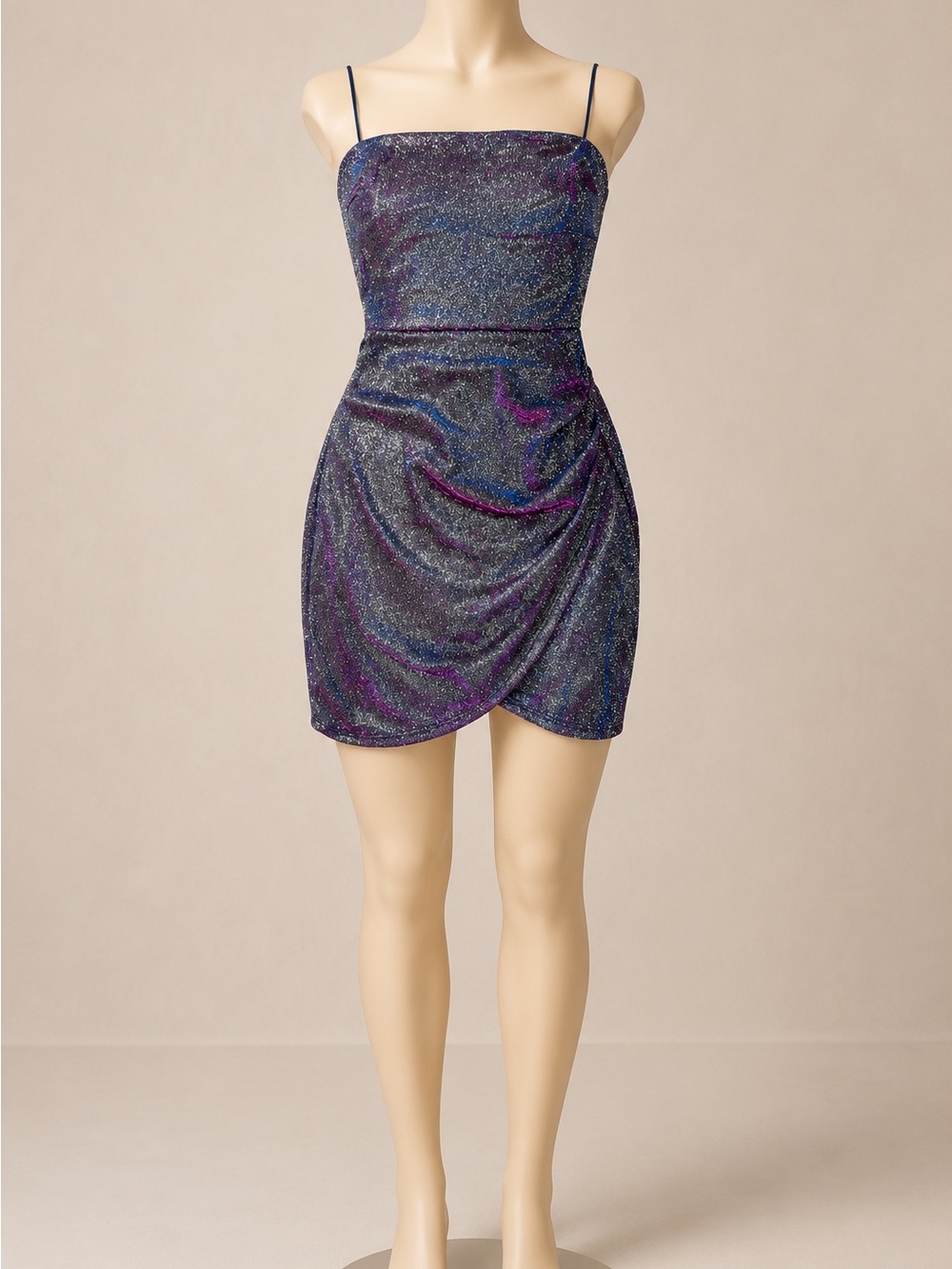 Windsor Small Metallic Glitter Ruched Bodycon Mini Dress Y2K